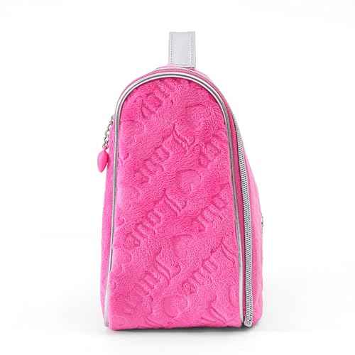 Juicy Couture Pink Makeup Bag Cosmetics Organizer Travel Essentials Hanging Hook Heart Velour