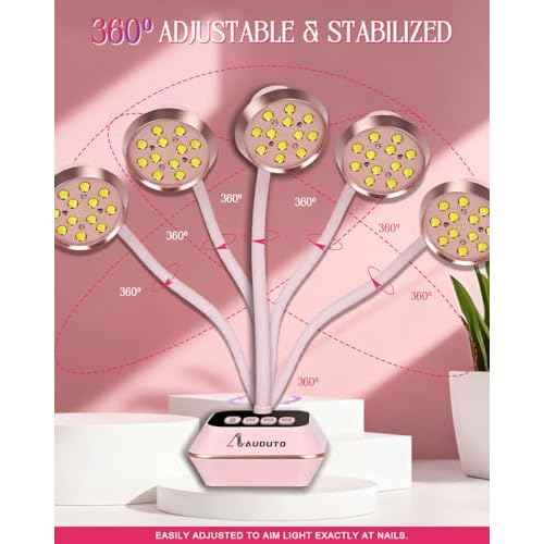 UV LED Nail Lamp for Gel Nails Polish, Flash Cure 36W Rechargeable Cordless Gooseneck Mini Nails Light, Quick Dryer with Timers Smart Sensor Ambient Lighting, Home DIY & Professional Manicure, Pink