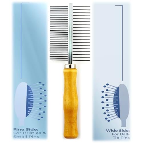 XCEL Premium Dual-Sided Brush Cleaning Tool ? Eco-Friendly Bamboo Handle ? Easily Removes Hair & Product Buildup from Boar Bristle, Paddle, Detangling & Styling Brushes