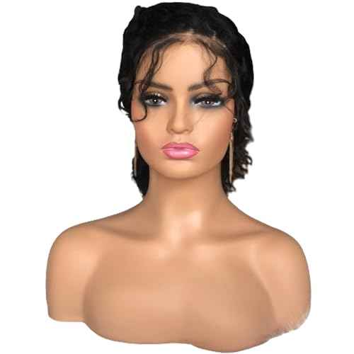 Realistic Female Mannequin Head with Shoulder Manikin PVC Head Bust Wig Head Stand for Wigs Display Making,Styling,Sunglasses,Necklace Earrings, Light Brown Color
