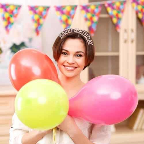 inSowni 8 Pack Sparkling Rhinestone Rose Gold Metal Happy Birthday Headbands Hair Crowns Tiaras Bands Hoops Birthday Party Hair Accessories for Toddlers Girls Kids Teens Women
