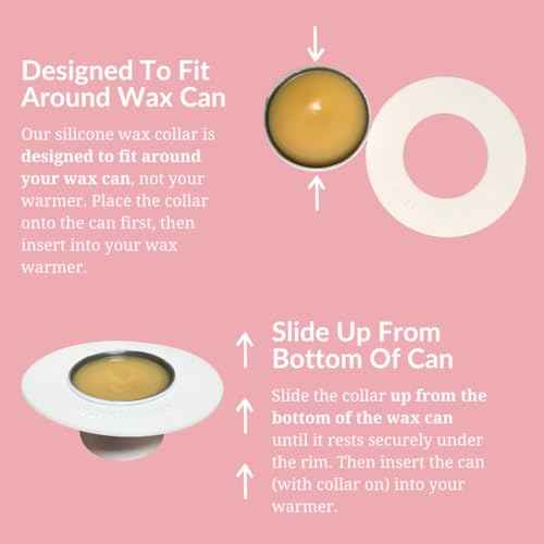 Reusable Non-Stick Silicone Wax Collars for Wax Pot ? Fits All 14-16 oz Wax Cans & Warmers ? Wax Warmer Collars for Easy, Mess-Free Cleaning (White, 1pc)