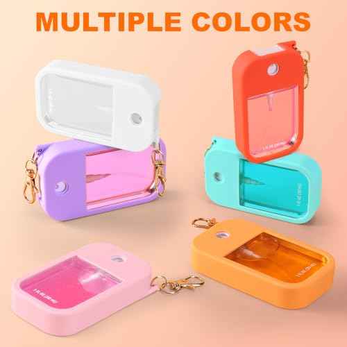 Palksky Protective Silicone Case for Touchland Hand Sanitizer with Keychain | Compatible with Power Mist & Glow Mist 1 fl oz | Anti-Slip Grip, Travel Cover Sleeve (Red,Pinkish,Orange),Travel Size