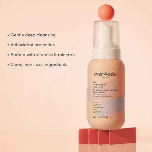 Evereden Multi-Vitamin Kids Body Wash Cool Peach: Gentle Body Wash Sensitive Skin Nourishment & Hydration Formula | Clean Non-Toxic for Kids | 8.5 fl oz.
