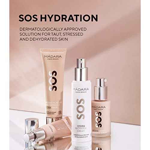 M?DARA Organic Skincare | SOS Hydra Repair Intensive Face Serum - With Northern Peony, Linseed And Hyaluronic Acid, For Dry, Dehydrated Skin, Dermatologically Tested, Vegan, 1 oz