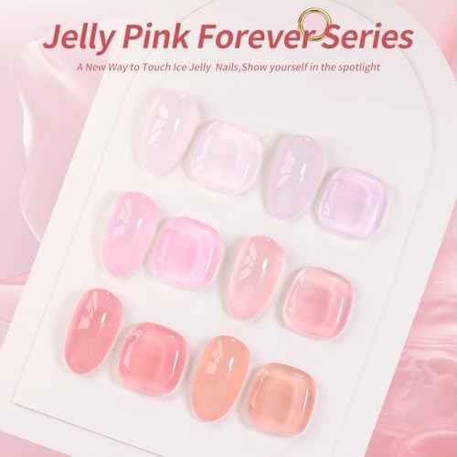 Beautpal Milky Jelly Gel Nail Polish Set of 6 Colors 8ml Nude Pink Transparent Gel Polish Sheer Nude Gel Polish Kit for Salon Gel Manicure and Nail Art DIY at Home