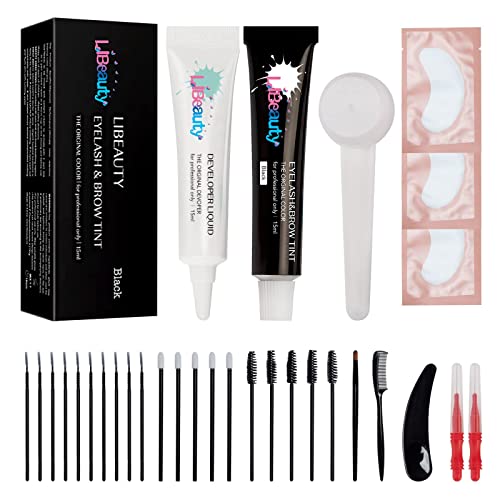 Libeauty Eyelash Color Kit Black Lash Color Volumizing Eyebrow Hair Color Kit DIY Use At Salon Or Home Natural Eyelash Treatment