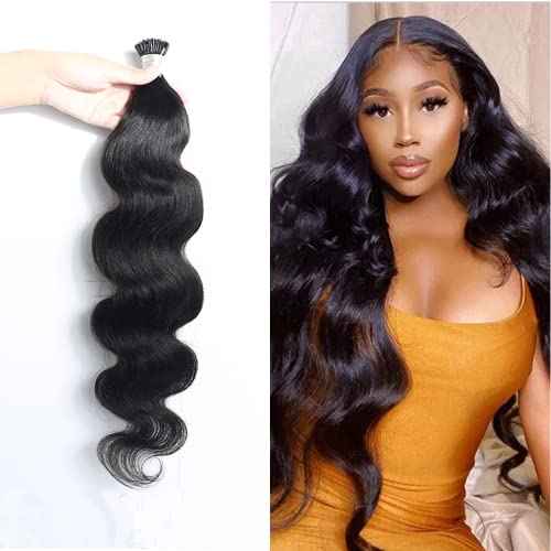 I Tips Body Wave Microlink Human Hair Extensions Brazilian 100% Real Human Hair Bundles Itips Micro Beads Body Wave Bulks Pre Bonded Keratin Stick Tipped Hair Extensions 100 Strands 100g 22"