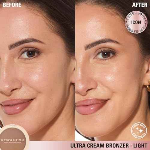 Revolution Beauty London, Ultra Cream Face Bronzer, Buildable & Blendable Cream Contour, Vegan & Cruelty-Free, Light, 0.24 oz