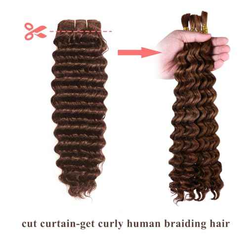 ALLRUN Deep Wave Brown Human Hair Bundles Curly Bundles Chocolate Brown Brazilian Human Hair Bundles Curly Wave Extensions 4# Color 182022 Inch