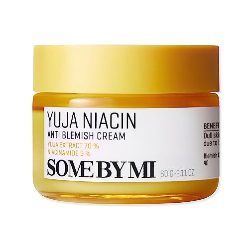 SOME BY MI Yuja Niacin Anti Blemish Cream ? 2.02oz, 60ml ? Korean 5% Niacinamide Face Moisturizer to Brighten Dull-Looking Skin ? Dark Spot Remover with Alpha-Bisabolol for Face ? Korean Skin Care