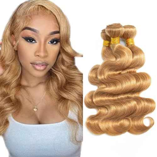 22 24 26 Inch Color #27 Bundle Honey Blonde Body Wave Human Hair Bundles Golden Blonde Bundle Color #27 Body Wave Bundles Remy Human Hair