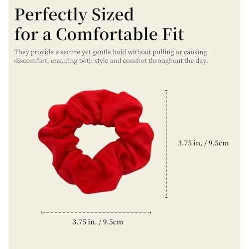 MDSTYLE 2pcs Hair Scrunchies for Women & Girls - Soft Cotton - No Damage Hair Ties for Thick Hair, Pony Tails - Hair Bands, Ponytail Holder (Red)