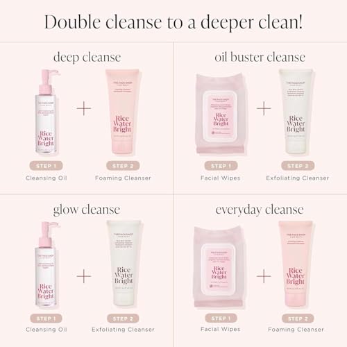 The Face Shop Rice Water Bright Rice Bran Gentle Exfoliating Cleanser - Hydrating, Moisturizing & Brightening Face Cleanser - Vegan Exfoliating Face Wash Face Scrub - Korean Skin Care Face Exfoliator
