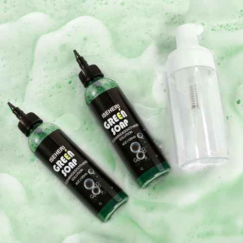 2PCS Ultra Concentrated Green Tattoo Soap 4OZ with Foaming Bottle 120ml, Tattoo Supplies for Tattoos Piercings, Clean Skin Equipment