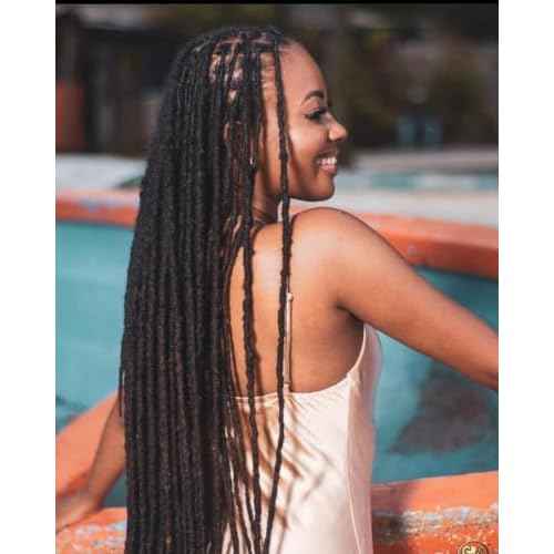 Loc Extension Human Hair 18 Inch 30 Strands Human Hair Loc Extensions Permanent Dreadlock Extensions for Women Men (Width 0.8cm #1B)
