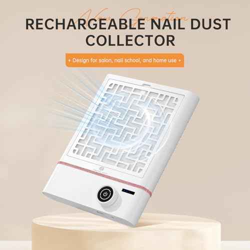 Nail Dust Collector, Bling Diamond Cordless Rechargeable 5000RPM Vacuum Nail Tech Fan Extractor, 12000mAh Professional Nail Duster Suction, Low Noise, Salon&Home