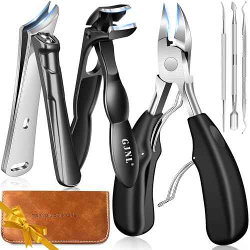 2025 Stocking Stuffers for Mens, Toenail Clippers for Thick Toenails, Angled Head Toe Nail Clippers, Heavy Duty 45¡Æ Slanted Toenail Clippers, 37mm Wide Jaw Nail Clippers Christmas Gifts for Dad, 6PCS