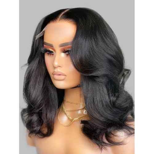 Wiggins Hair Body Wave Bob Wig Human Hair 4x7 Lace Front Wigs Human Hair Pre Cut Lace Ready to Wear Glueless Wig Human Hair Body Bob Wig For Women Pre-Bleached Knots & Adjustable Straps 12 Inch