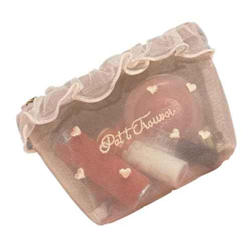 Cute Makeup Bag Y2k Cosmetic Bag for Purse Coquette Aesthetic Make Up Bag Bow Aesthetic Bag (Pink)