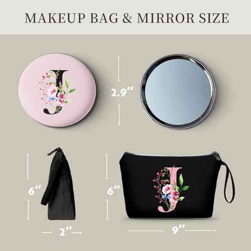 Birthday Friendship Womens Bridesmaid Proposal Coolest Gifts for Sister Teacher Coworkers Bride Personalized Travel Makeup Cosmetic Bag with Mirror Valentines Mothers Day Christmas Graduation J