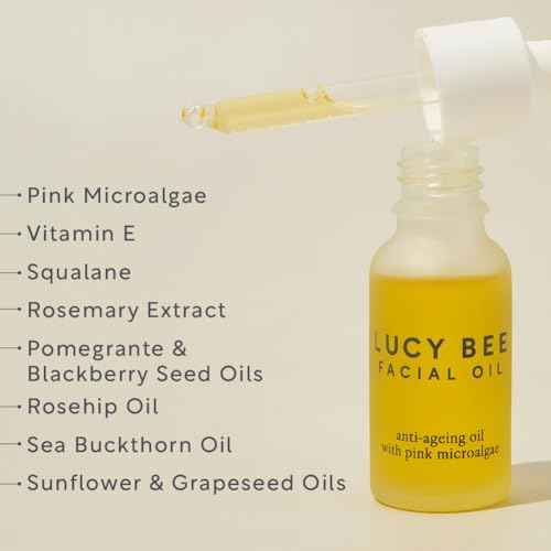Face Oil, Certified Organic, Antioxidant Rich Facial Oil, Pink Microalgae, Vitamin E & Squalane, Lightweight & Luxurious, Dermatologist Approved, Cruelty Free & Vegan, 0.6fl oz