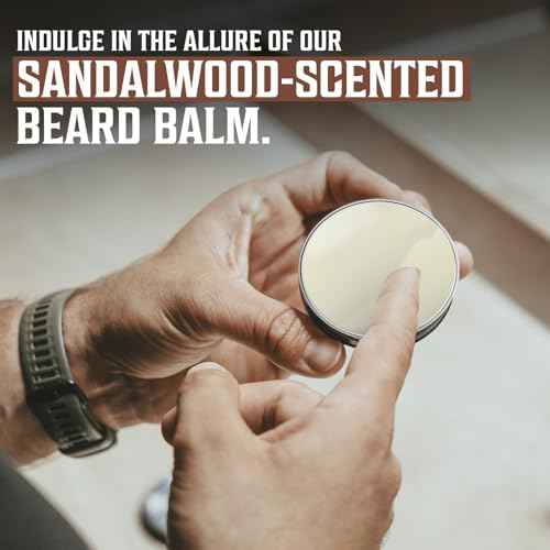 Viking Revolution Sandalwood Beard Balm for Men (2oz) and Sandalwood Beard Oil (1 fl oz) Bundle - With Argan and Jojoba Oils - Soften and Moisturize - Stocking Stuffers for Men