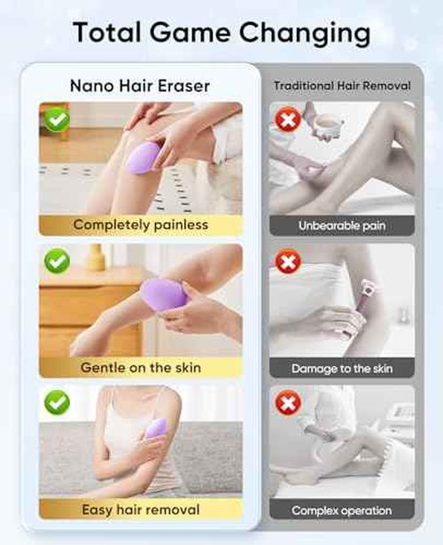 SILVLF Crystal Hair Eraser for Women and Men, Reusable Crystal Hair Remover Magic Painless Exfoliation Hair Removal Device, Epilator Device for Legs Back Arms