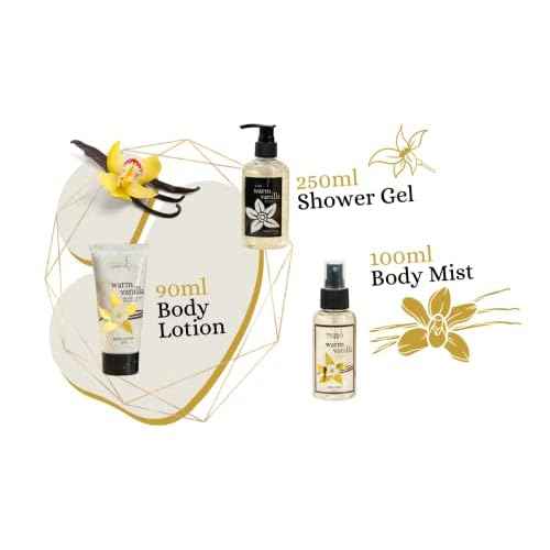 Bath and Body Gift Basket For Women and Men ? 8 Piece Set of Warm Vanilla Bath & Body Collection Gift Basket, Includes Shower Gel, Bubble Bath, Body Lotion, Body Mist & More - Appreciation Gift Ideas