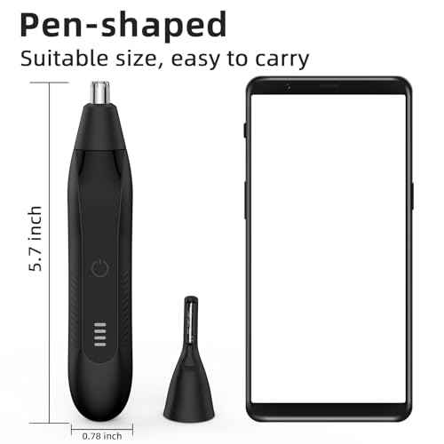 Ear and Nose Hair Trimmer for Men Women, Eyebrow and Facial Hair Trimmer with Powerful Motor and Dual-Edge Blades Rechargeable Painless 2 in 1 Metal Trimming Tool (Black)