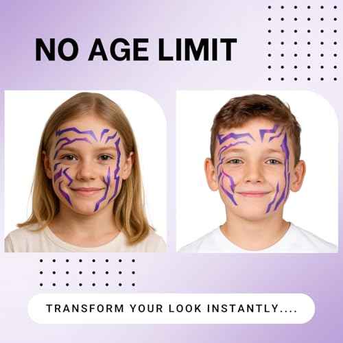 Purple Ombre Temporary Patterns Tattoo ? Realistic Waterproof Body Art for Cosplay, Halloween, and Party Makeup (5 PCS)