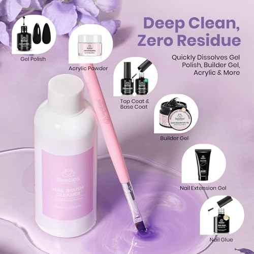 Beetles Nail Art Brushes Cleaner and Conditioner 85ml/2.87 Fl.Oz Nail Brush Restorer Quick Clean Break in Manicure Brush of Gel Polish, Nails Extension Gel, Dip Powder, Acrylic Builder DIY and Salon