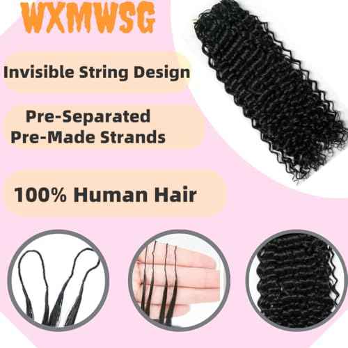 Knotless Pre-Separated Water Wave Human Hair Feather Crochet Hair Extensions Lightweight Reusable Crochet Hair Extensions Natural Color 16inch 120g