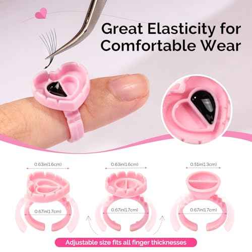 MelodySusie Glue Rings, 3 Shapes with 300PCS for Eyelash Extensions or Nail Art, Disposable Plastic Holders for Adhesive, Pigment or Gel Nail Polish, for Home DIY and Salon Tools