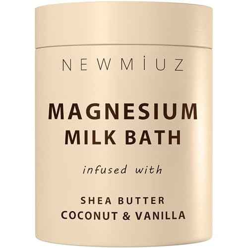 Creamy Magnesium Milk Bath Soak Powder Moisturize Soften Skin Coconut Vanilla Shea Butter Luxury Spa Bath Salt Relaxation Selfcare Gifts for Women