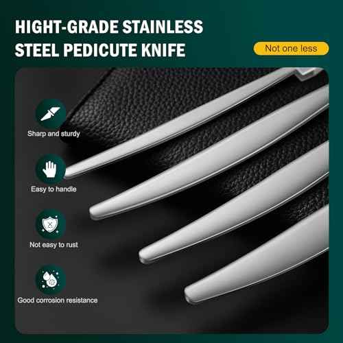 FVION Professional Pedicure Knife Set, 4PCS Ingrown Toenail Removal Blades Kit, Stainless Steel Callus Shaver Foot Blades - Silver