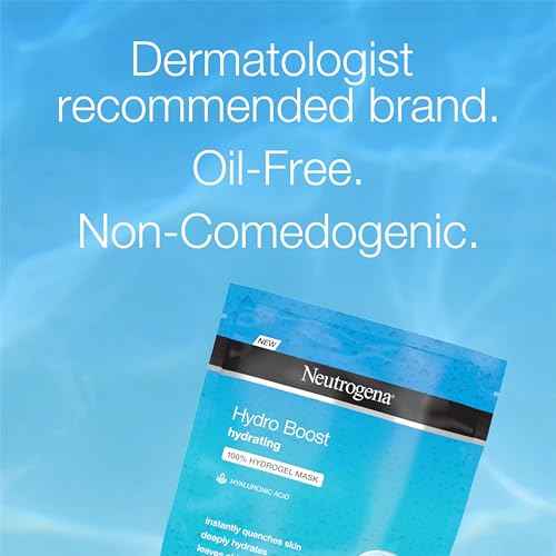 Neutrogena Hydro Boost Moisturizing & Hydrating 100% Hydrogel Sheet Mask, Face Mask for Dry Skin with Hyaluronic Acid, Gentle & Non-Comedogenic, 1 oz, 12 Pack