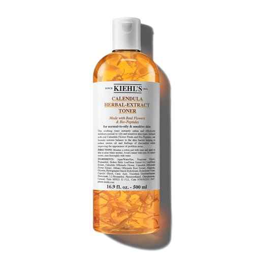 Kiehl's Calendula Herbal Extract Alcohol-Free Toner, Soothing Facial Toner for Normal to Oily Skin, Visibly Reduces Redness & Oil, Improves Skin Texture, Paraben-Free, Fragrance-Free, Non-acnegenic