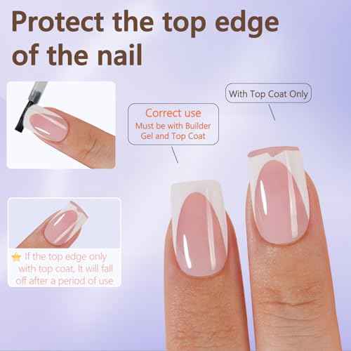 Misssix French Tip Press On Nails, 160Pcs Pink French Gel Nail Tips, Short Square Soft Gel Fake Nails, X-BASIC Tips Kit for Nail Art DIY 16 Sizes