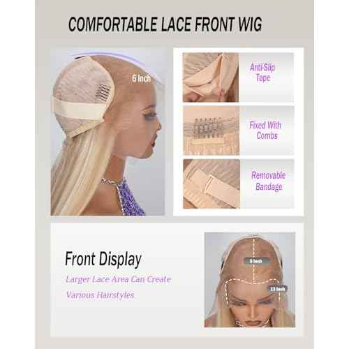 Ombre Ash Blonde Lace Front Human Hair Wigs for Women,Pre Plucked13x6 HD Ombre Highlight Light Brown and Ash Blonde Straight Lace Wig Bleach Knots with Baby Hair 24 Inch Wear and Go Remy Wig