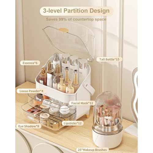 Makeup Organizer, Skincare Holder Bathroom Counter Organizer, Storage Box Cosmetic Display Cases, Teen Girl Gifts Trendy Stuff Make up Organizers for Vanity, Dresser, Countertop (Rose Gold)