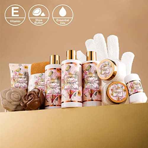 Christmas Gifts, Bath and Body Gift Set for Women and Men, Vanilla Coconut Birthday Gift Basket, 13pc Spa Gift Set, Gifts for Mom, Gift Sets for Women - Bath Bomb, Body Lotion, Bubble Bath & More