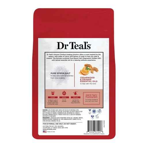 Dr Teal's Warm Autumn Comfort Pure Epsom Salt Soak, 3 lbs Each | 2 Pack of Limited Edition Fall Scent (Autumn)