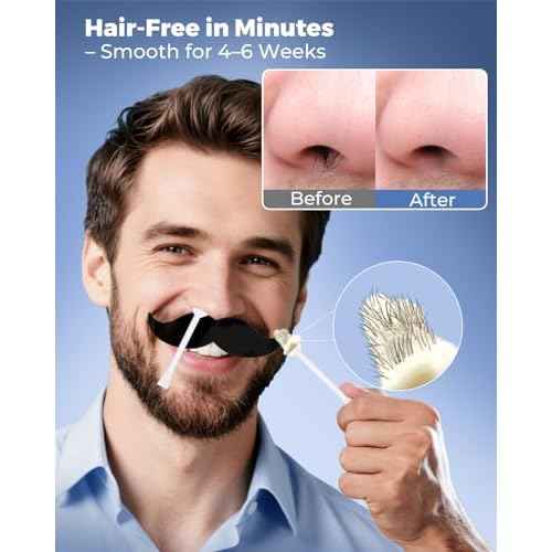 Nose Wax Kit with 100g Natural Resin Wax & 20 Sticks, Mini Nose Hair Wax Kit with Smart Temp Control, USB Fast Heat, 3-Min Hair Removal ? Lasts 4?6 Weeks | For Nose & Ear, Up to 15 Uses