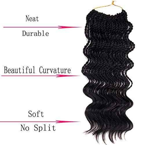 Wavy Senegalese Twist Crochet Braids 6packs/lot 22Inch 35Strands/Pack Synthetic Crochet Hair Curly Twist Braiding Hair (22 Inch, 1B#)