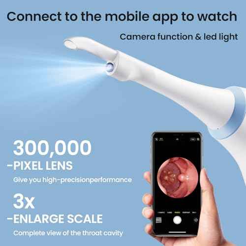 Tonsil Stone Remover with Camera, Electronic Tonsil Stone Removal Kit with LED Light,3 Suction Levels,Fight Bad Breath,Tonsil Stone Vacuum,USB Rechargeable