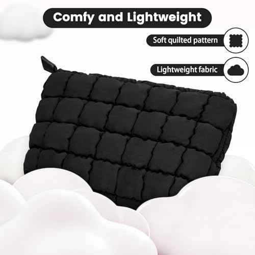 Quilted Makeup Bag and Zip Card Pouch Key Chain Puffer Cosmetic Bag Travel Cute Makeup Bag Organizer Mini Coin Purse