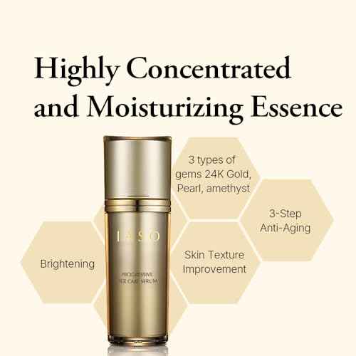 IASO PROGRESSIVE Age Care Serum | Premium Anti-Aging, Anti-Wrinkle Serum, Gold-Infused Formula, Improving Skin Quality and Texture, Korean Skin Care, 1.18 oz