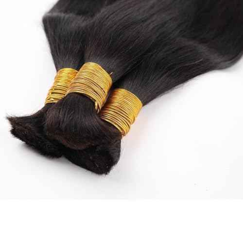 Human Braiding Hair for Boho Braids 22inch Straight Bulk Human Hair Extensions for Braiding No Weft Brazilian Virgin Human Braiding Hair for Black Woman Straight 1 Bundle 100g Natural Black