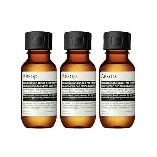 Aesop Resurrection Rinse-Free Hand Wash | Alcohol-Based Gel with Purifying and Hydrating Properties | Travel Size 1.7 oz (Pack of 3)